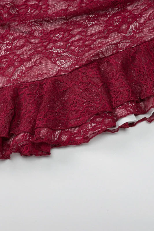 Lace Bustier Ruffle Hem Cocktail Dress - Image 11