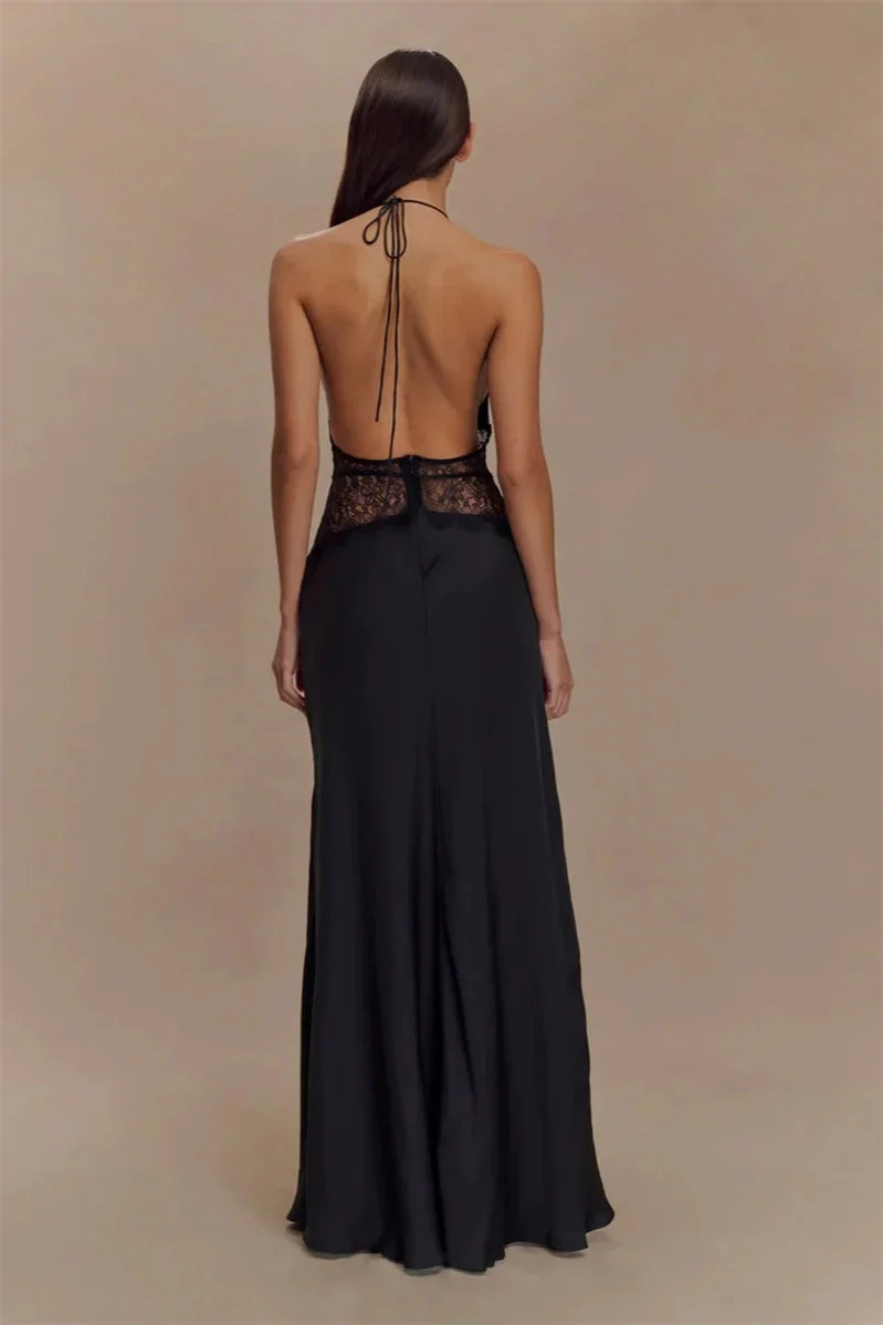 Lace Patchwork Backless Halter Boho Dress - Image 17