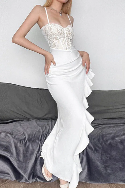 Lace Ruffle Hem Bodycon Cocktail Dress - Image 4