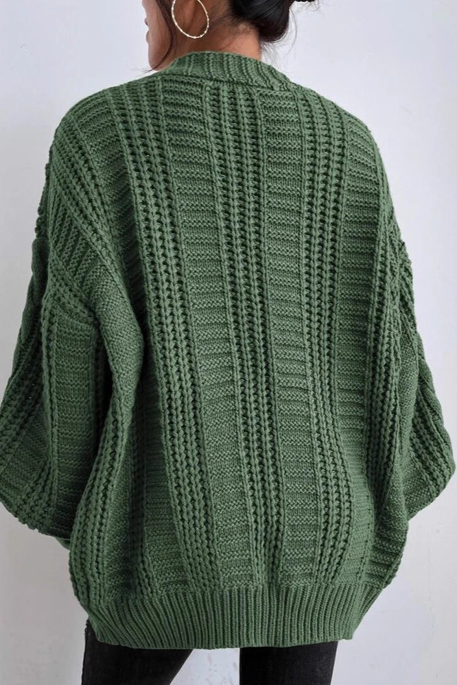 Lantern Sleeve Cable Knit Sweater - Image 10