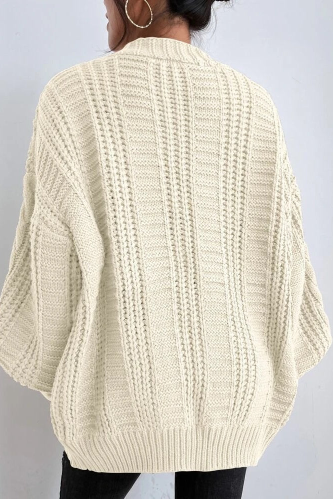 Lantern Sleeve Cable Knit Sweater - Image 3