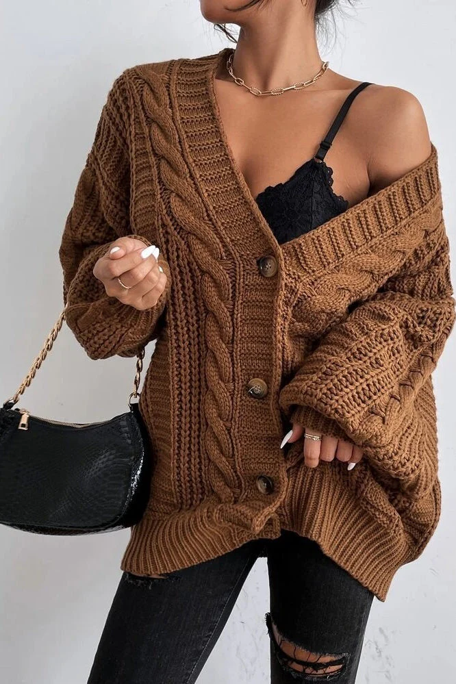 Lantern Sleeve Cable Knit Sweater - Image 8