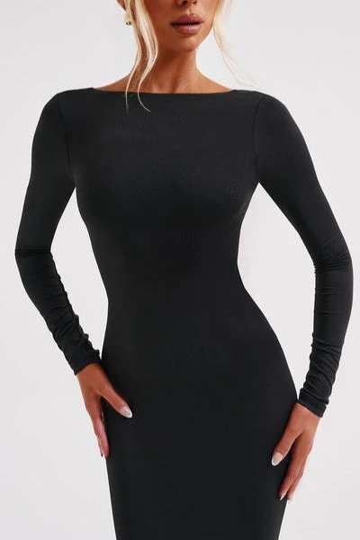Long Sleeve Backless Bodycon Formal Dress - Image 13
