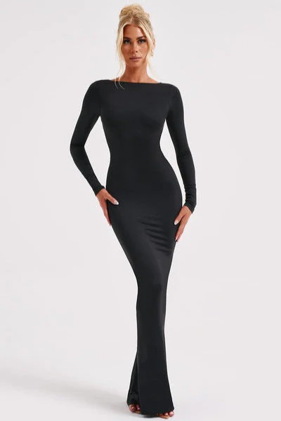 Long Sleeve Backless Bodycon Formal Dress - Image 14