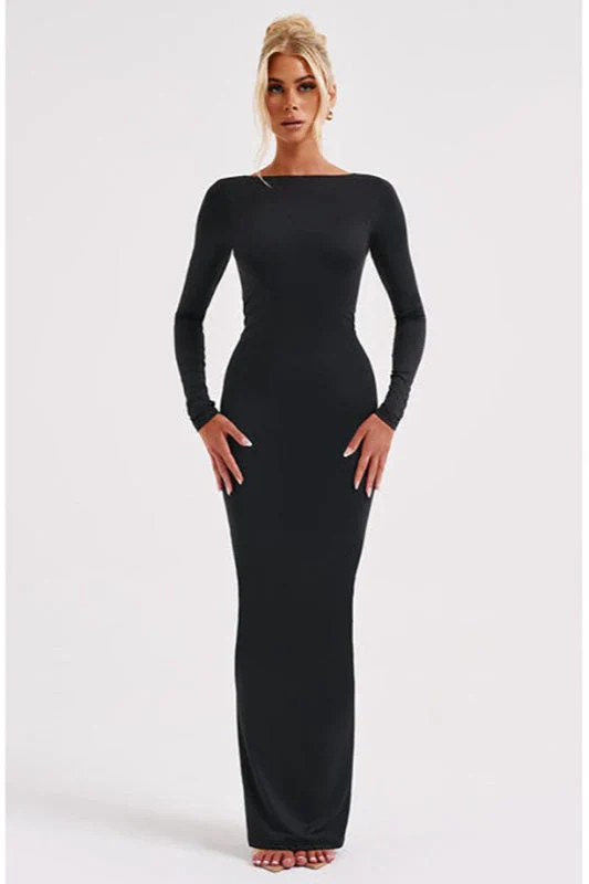 Long Sleeve Backless Bodycon Formal Dress - Image 15
