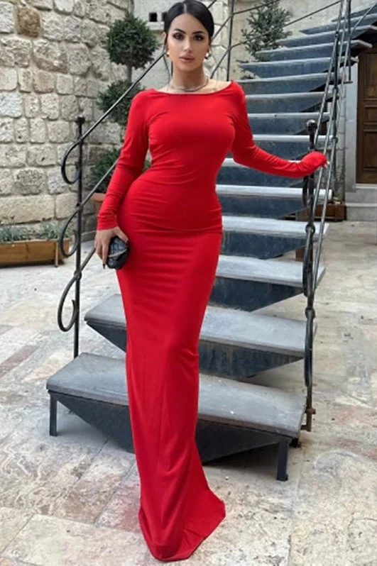 Long Sleeve Backless Bodycon Formal Dress - Image 3