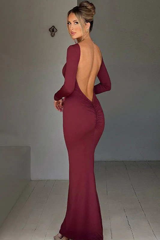 Long Sleeve Backless Bodycon Formal Dress - Image 5