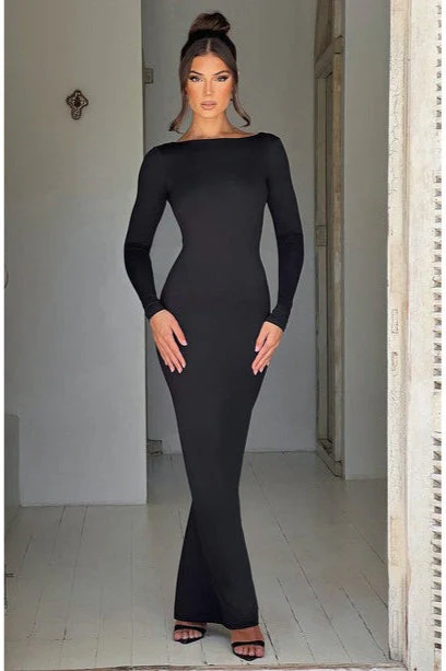 Long Sleeve Backless Bodycon Formal Dress - Image 9