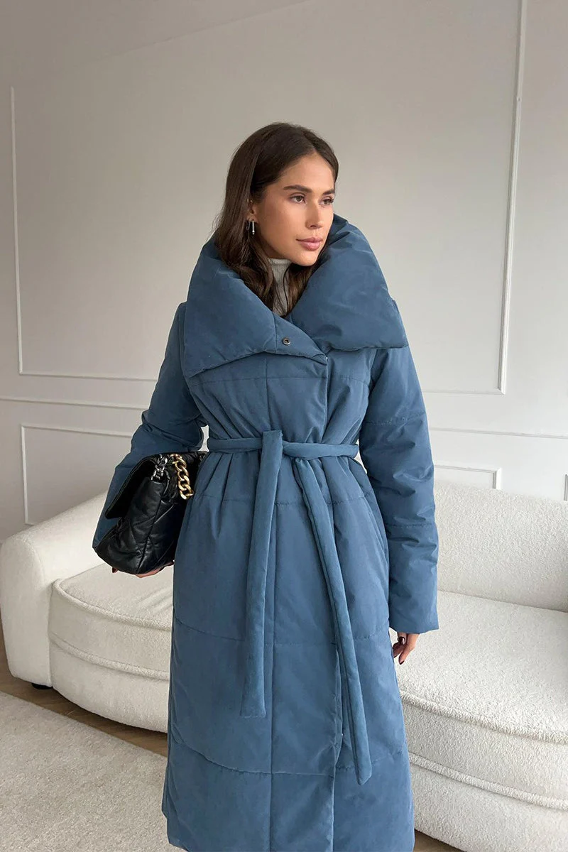 Long Stand Collar Relaxed Quilted Puffer Jacket - Image 17