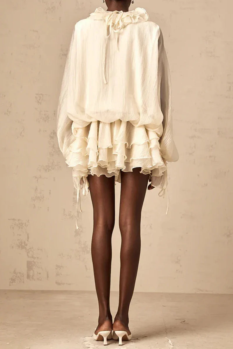 Loose Fit Folded Ruffle Boho Dress - Image 4