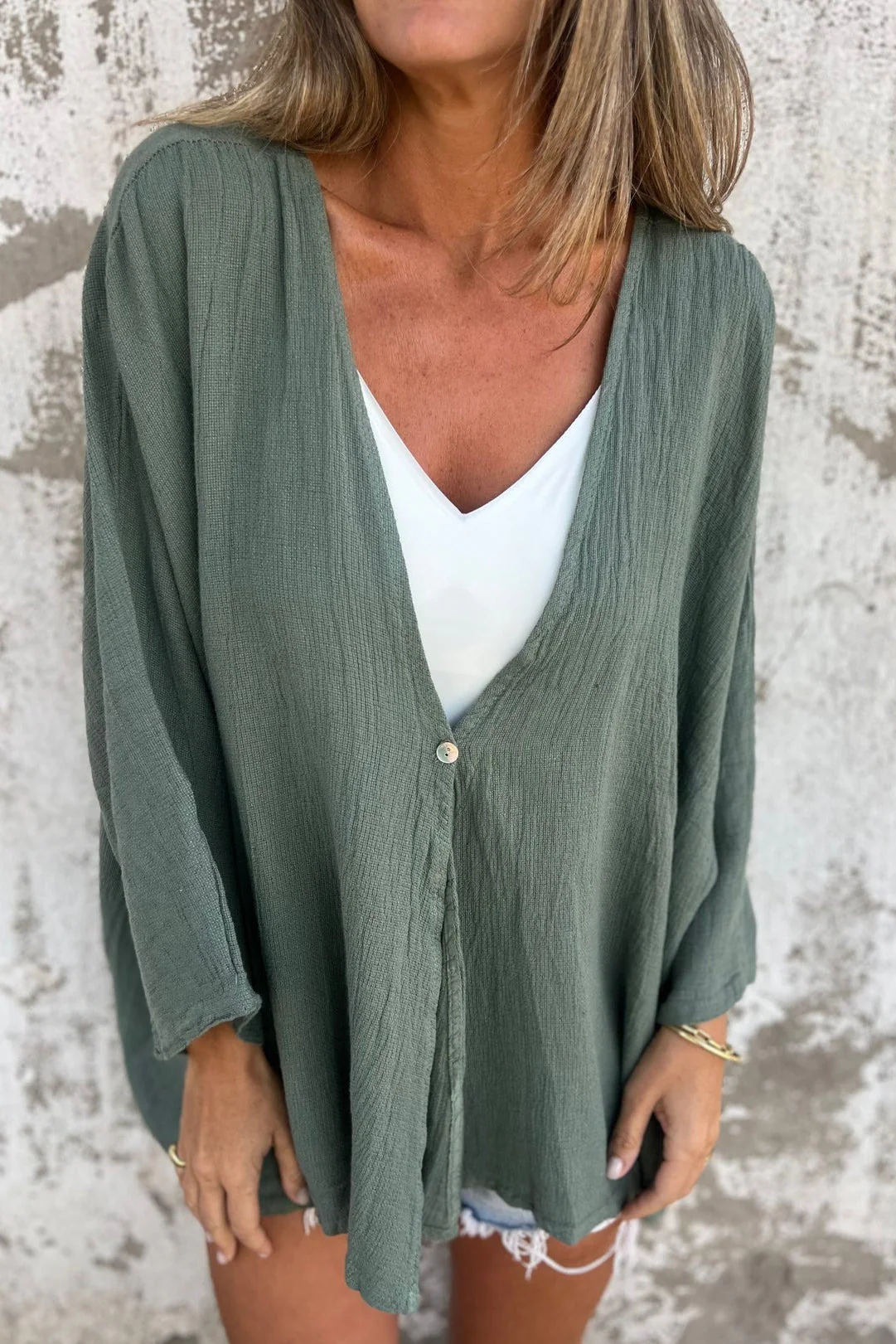 Loose Fit V Neck Long Sleeve Cardigan - Image 22