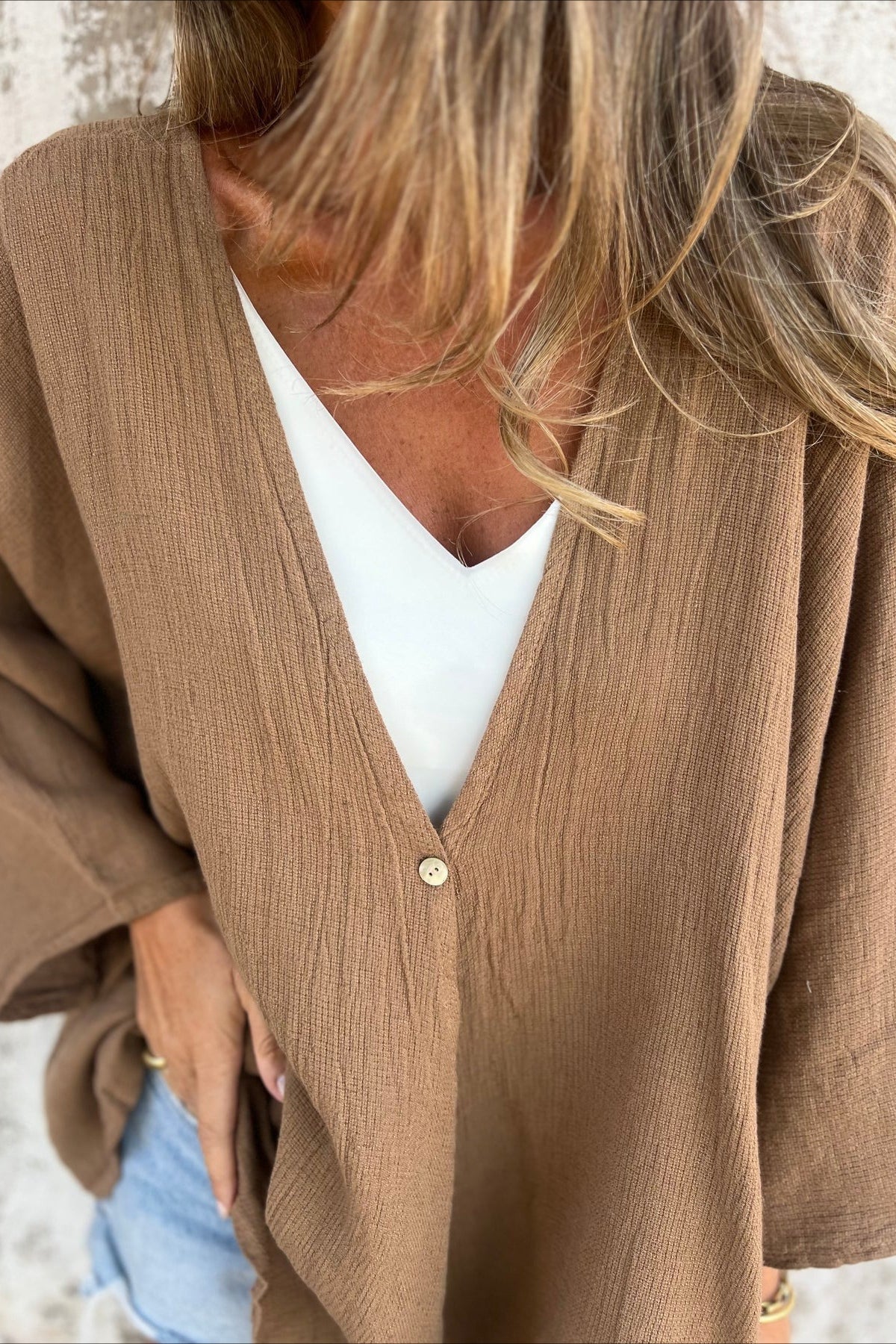Loose Fit V Neck Long Sleeve Cardigan - Image 9