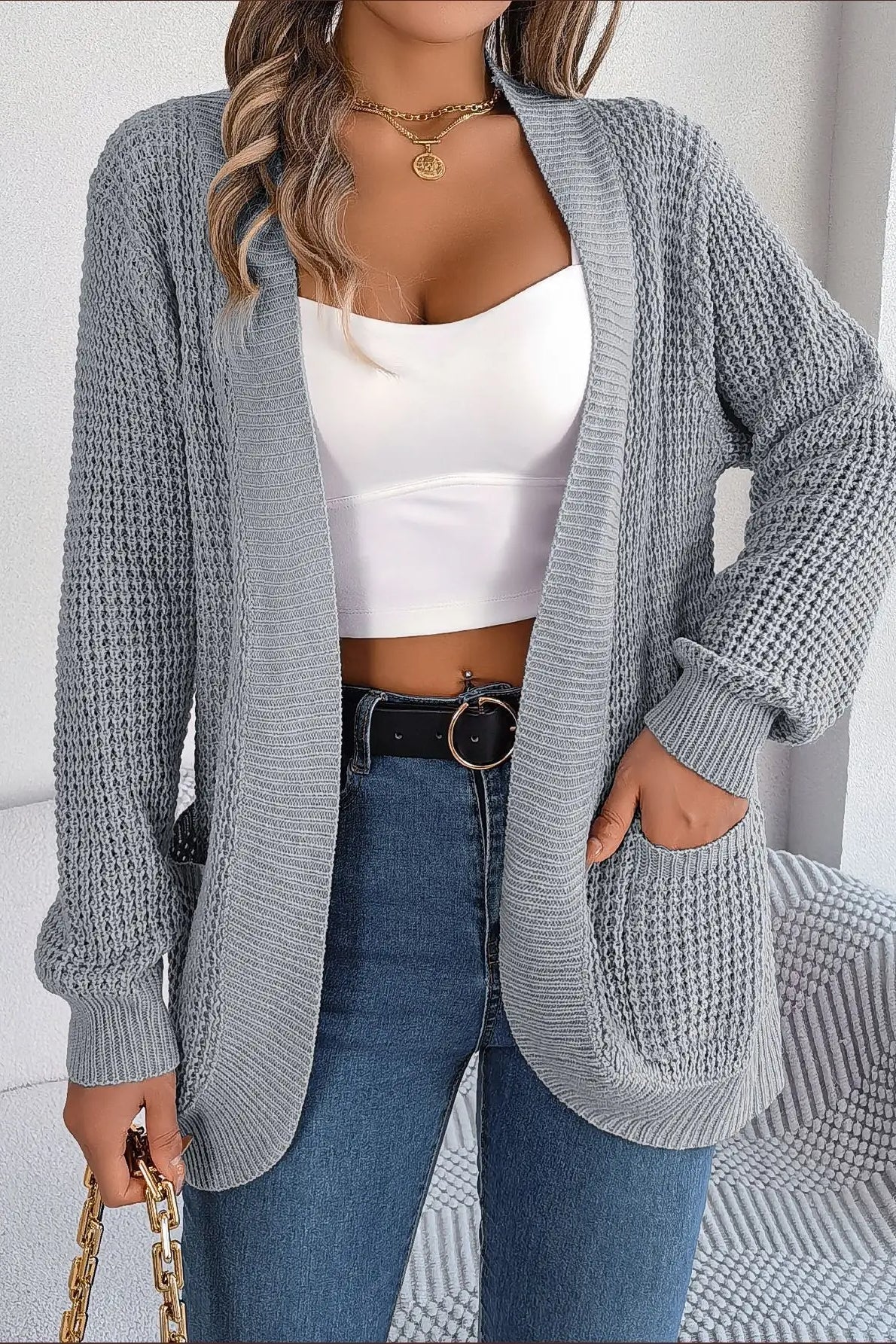 Loose Knit Pocket Cardigan - Image 32