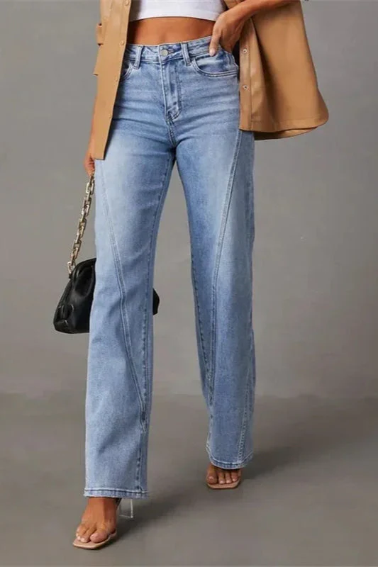 Loose Patchwork Wide Leg Jeans - Image 10