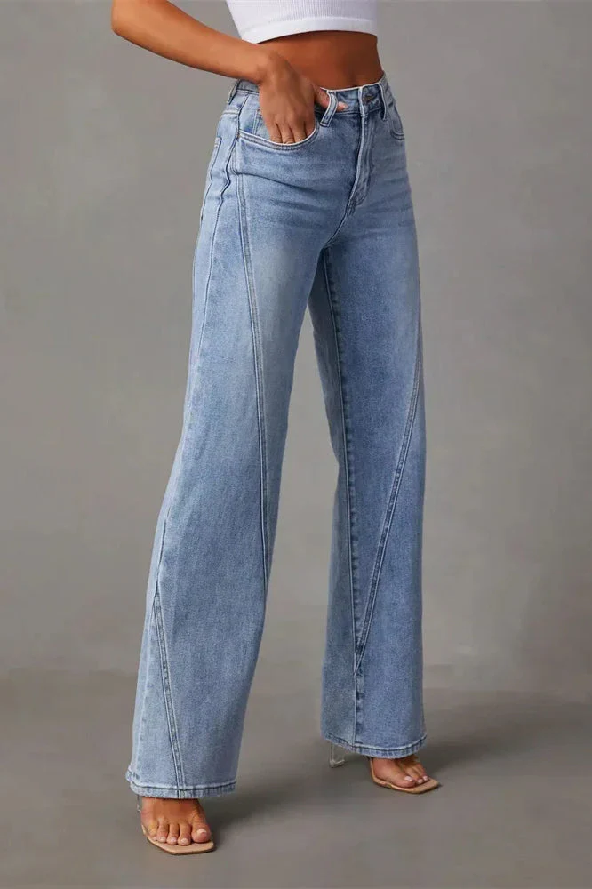 Loose Patchwork Wide Leg Jeans - Image 12