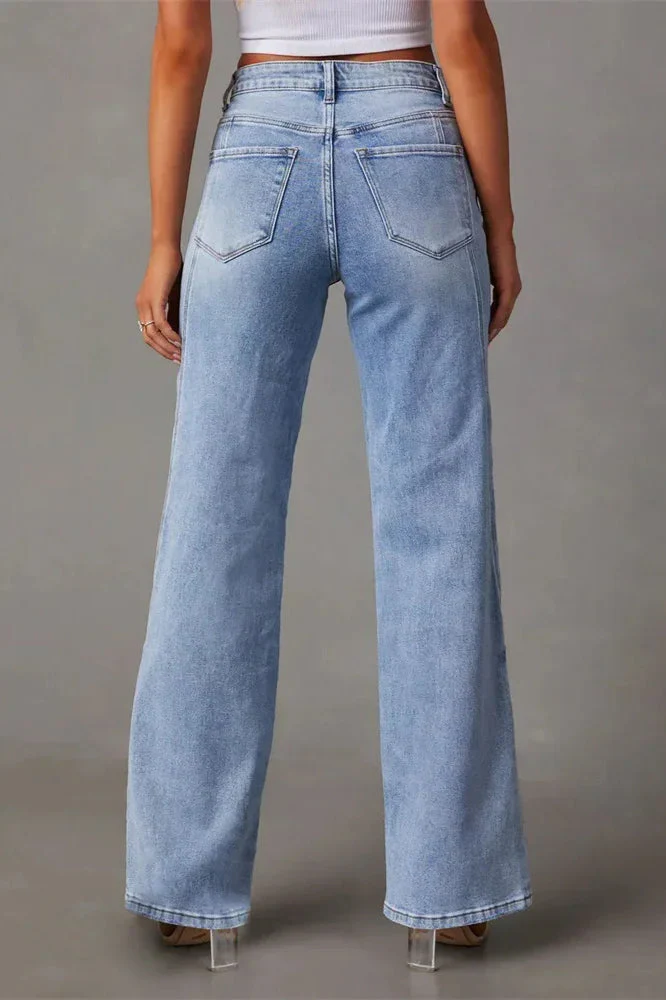 Loose Patchwork Wide Leg Jeans - Image 9