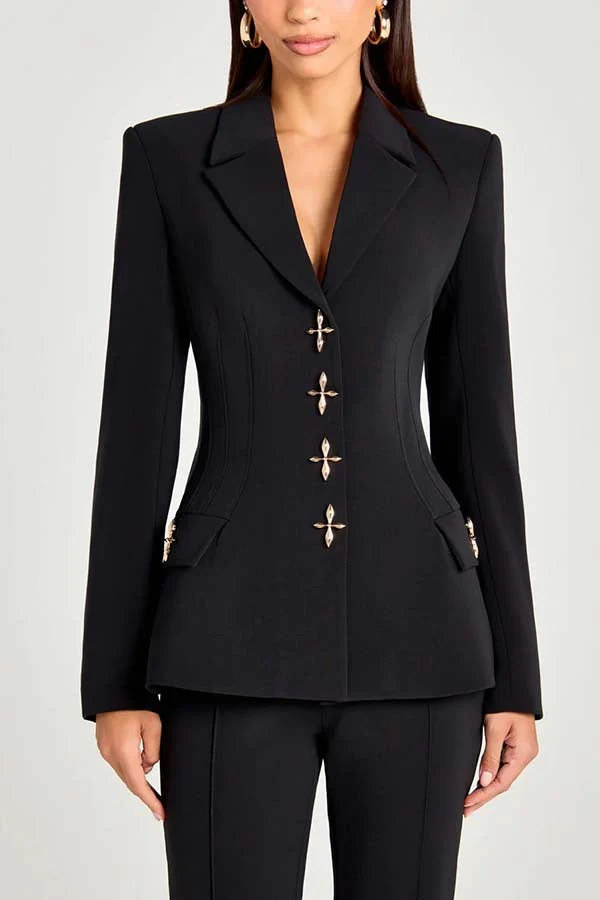 Metal Button Long Sleeve Blazer - Image 5
