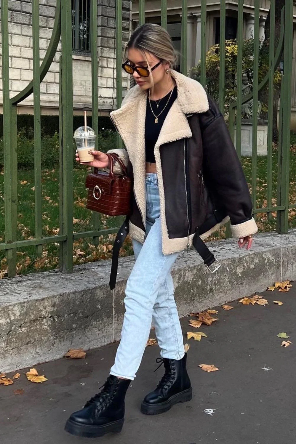 Multi-Zip Faux Shearling Longline Jacket - Image 8