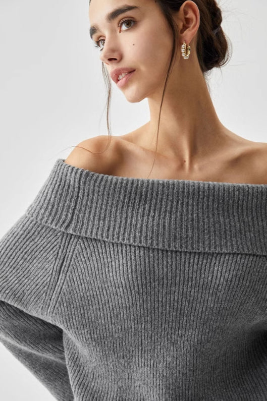 Off Shoulder Knit Pullover Sweater - Image 10