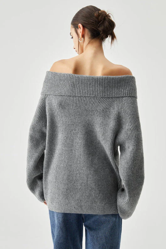 Off Shoulder Knit Pullover Sweater - Image 8