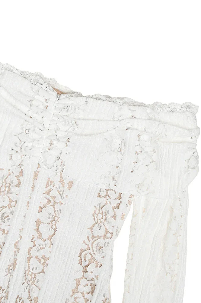 Off-Shoulder Lace Bodycon Boho Dress - Image 12