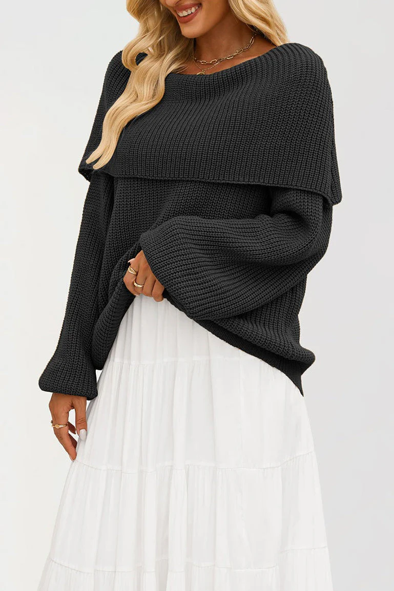 Off Shoulder Loose Knit Pullover Sweater - Image 15