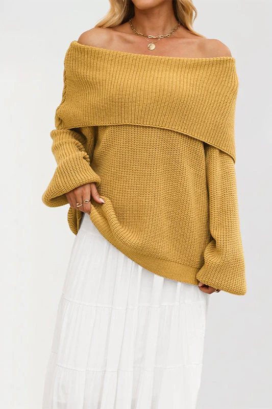Off Shoulder Loose Knit Pullover Sweater - Image 21