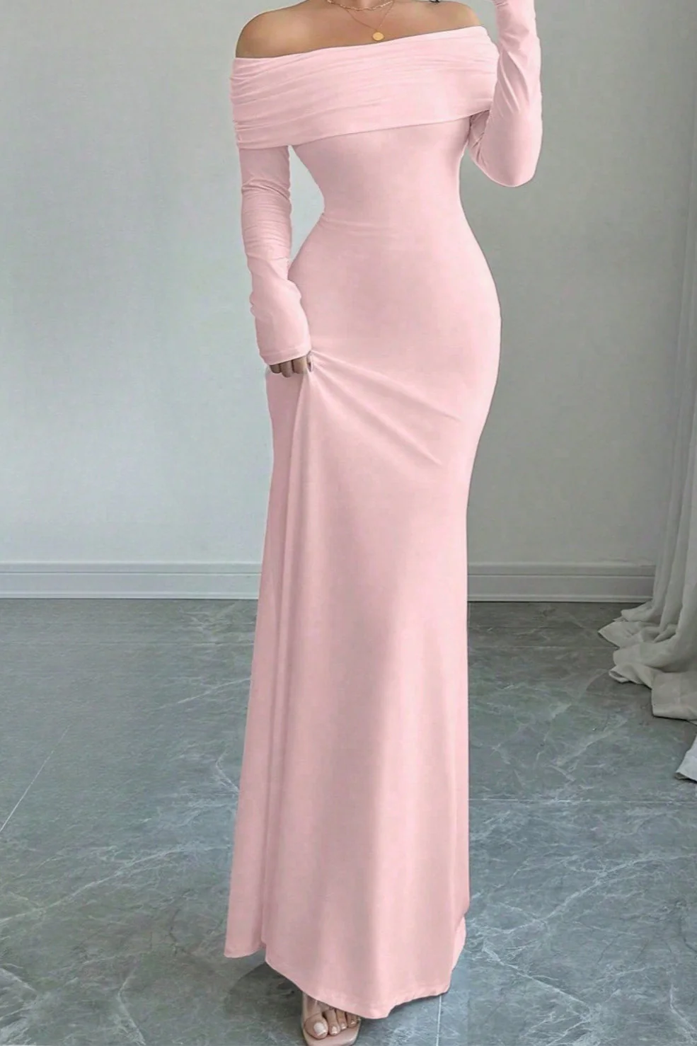 Off Shoulder Ruched Bodycon Formal Dress - Image 9