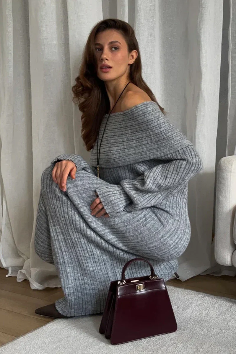 One Shoulder Bodycon Knit Sweater Dress - Image 6