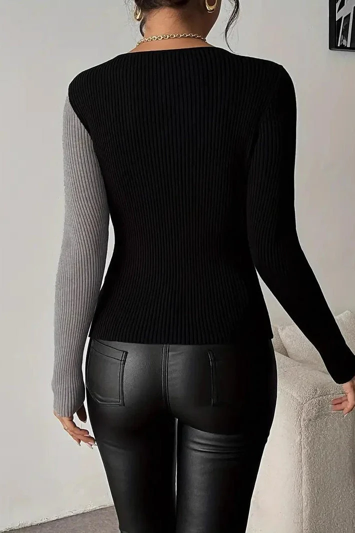 Patchwork Stripe Pullover Sweater - Image 10