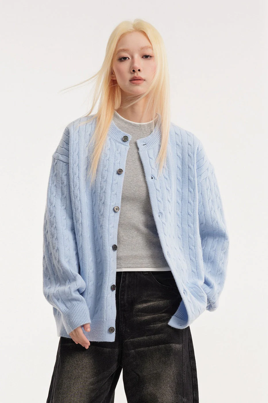 Relaxed Fit Cable Cardigan