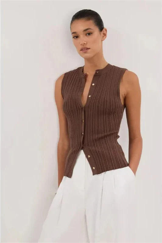 Ribbed Sleeveless Knit Cardigan - Image 7