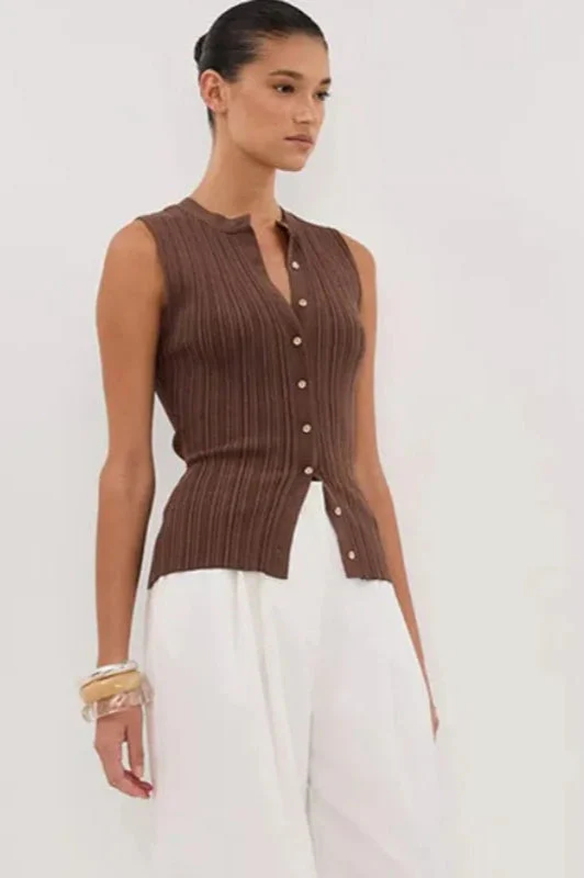 Ribbed Sleeveless Knit Cardigan - Image 8