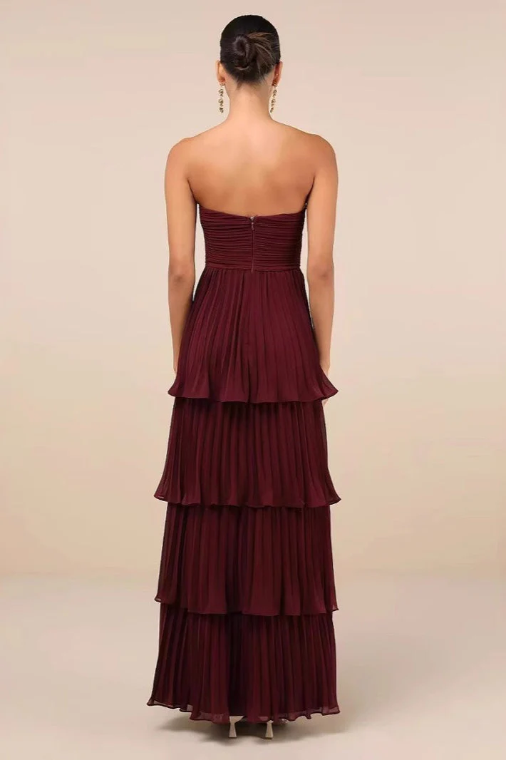 Ruched Bustier Tiered Hem Formal Dress - Image 2