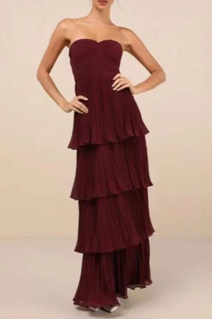 Ruched Bustier Tiered Hem Formal Dress - Image 3