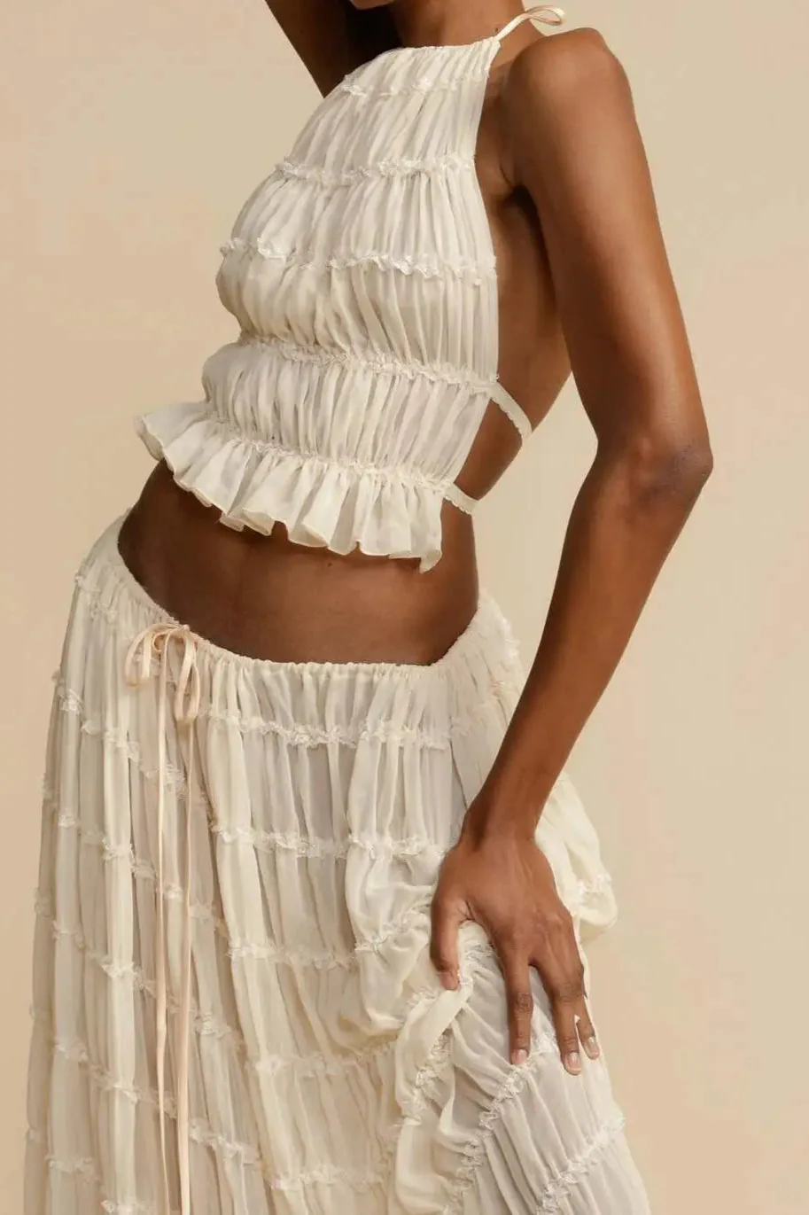 Ruched Halter Cami & Maxi Skirt Boho Dress - Image 20