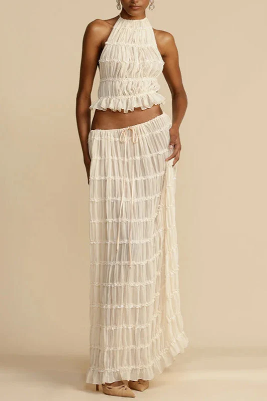 Ruched Halter Cami & Maxi Skirt Boho Dress - Image 22