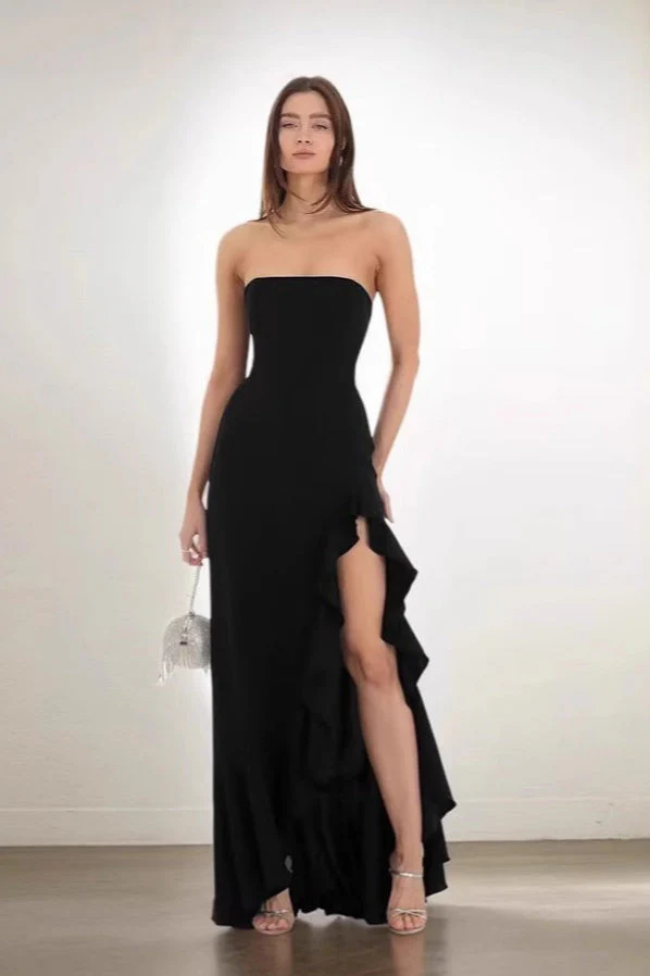Ruffled Bustier Side Slit Formal Dress - Image 10