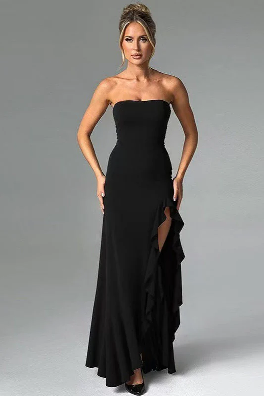 Ruffled Bustier Side Slit Formal Dress - Image 7