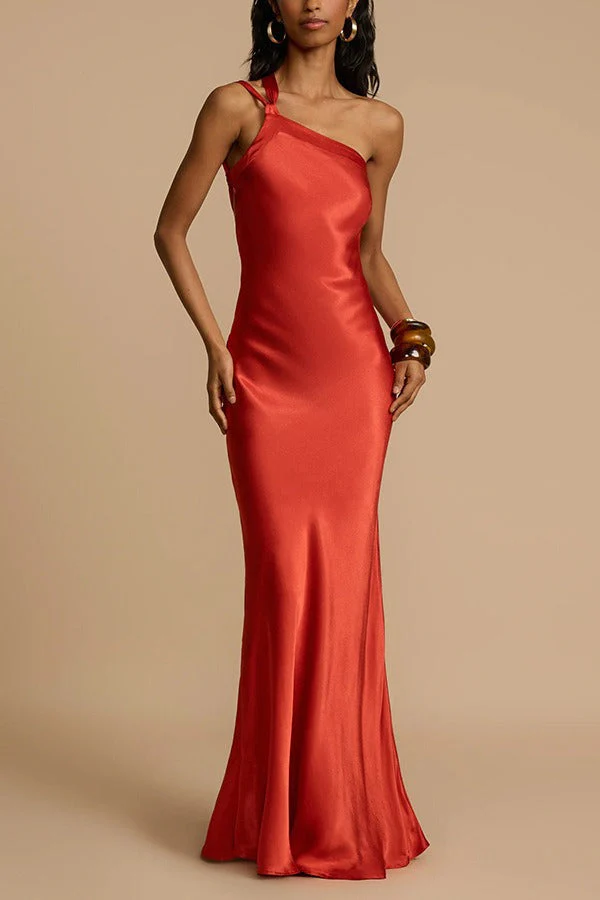 Satin One Shoulder Bodycon Formal Dress - Image 10