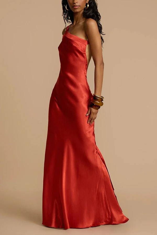 Satin One Shoulder Bodycon Formal Dress - Image 11