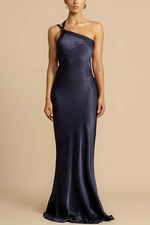 Satin One Shoulder Bodycon Formal Dress - Image 2