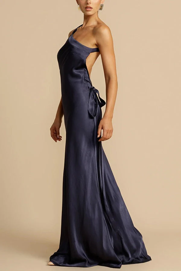 Satin One Shoulder Bodycon Formal Dress - Image 3