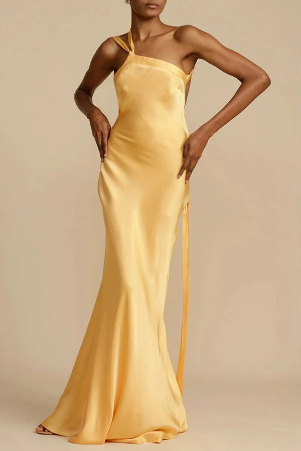 Satin One Shoulder Bodycon Formal Dress - Image 4