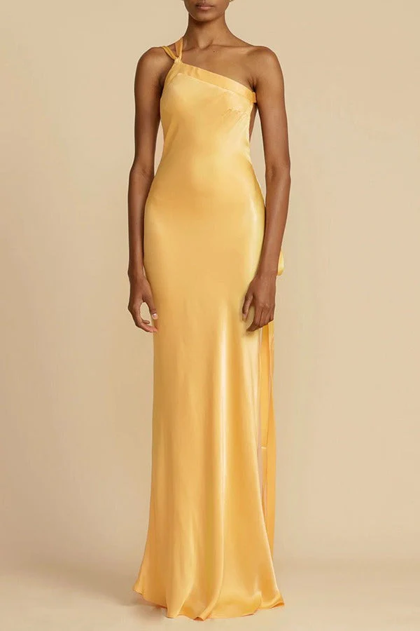 Satin One Shoulder Bodycon Formal Dress - Image 5