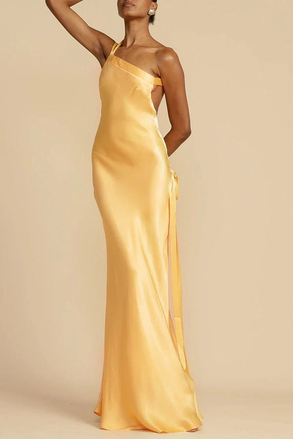 Satin One Shoulder Bodycon Formal Dress - Image 6