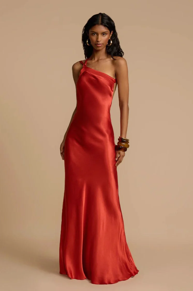 Satin One Shoulder Bodycon Formal Dress - Image 9