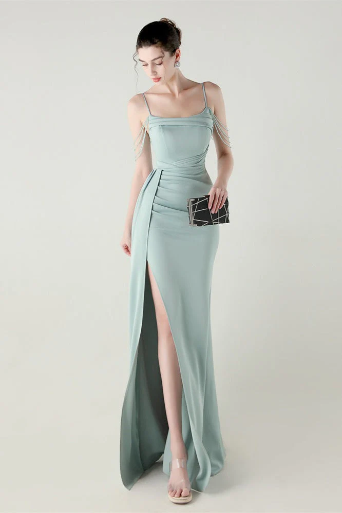 Satin Spaghetti Strap Mermaid Party Dress