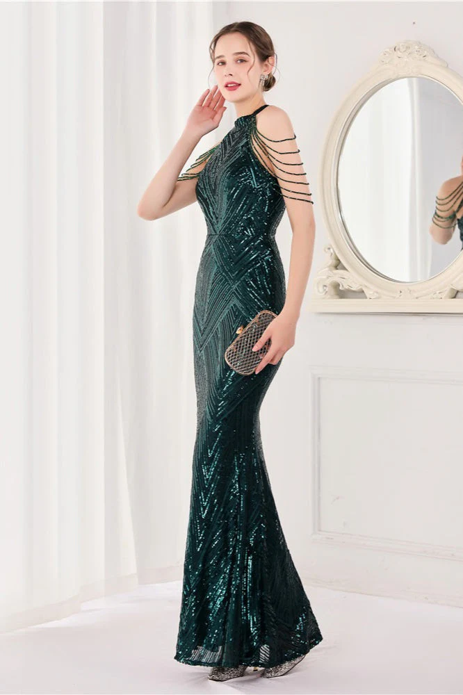 Sequin Halter Mermaid Maxi Party Dress - Image 19