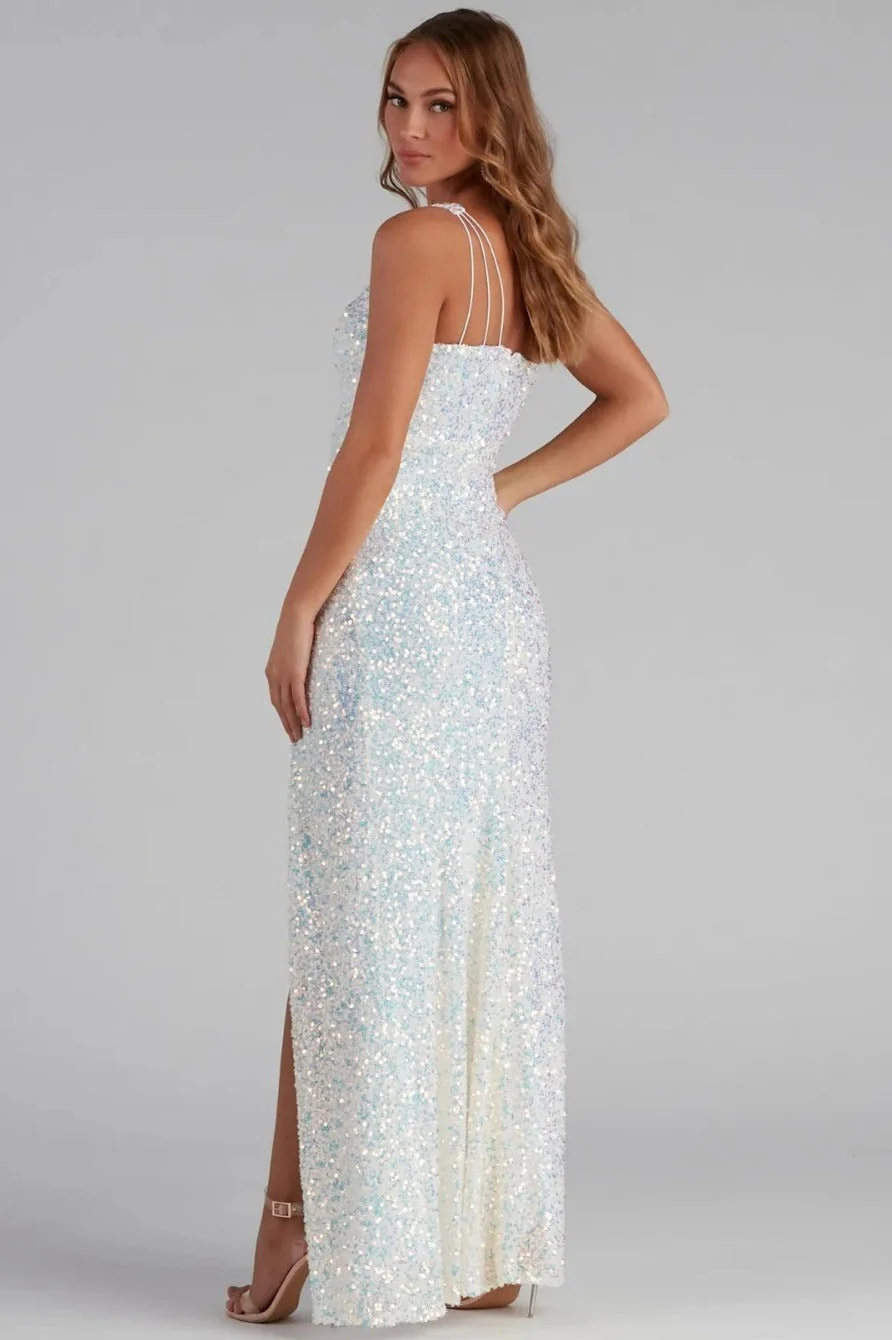 Sequin One Strap Slit Formal Dress - Image 5